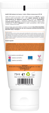 BEBIO COSMETICS ,balsam do twarzy i ciała, z filtrem słonecznym SPF 50,tył
