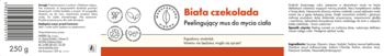 Peelingujący mus do mycia ciała Biała Czekolada, 200g, w biało-pomarańczowym opakowaniu, widok z przodu.