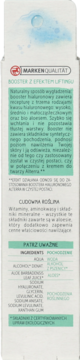 Białe opakowanie Alterra Booster z efektem liftingu, widok z boku z zielonymi opisami i listą składników.