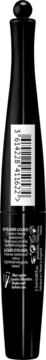 Czarny, płynny eyeliner Bourjois Pinceau z precyzyjnym pędzelkiem, widok z tyłu butelki z kodem kreskowym.