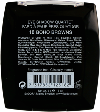 ISADORA ,paleta cieni, nr 18, Boho Browns,tył