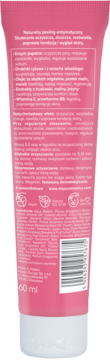 Tył różowej tubki myBEAUTYpeeling - naturalny peeling enzymatyczny 60 ml, z tekstem i kodem kreskowym.