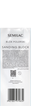 Semilac Blok Polerski, białe opakowanie, widok z tyłu z kodem kreskowym, QR i szczegółowym opisem.