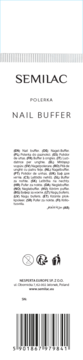 Białe opakowanie Semilac Nail Buffer, polerka do paznokci dla idealnego połysku, widok z przodu z tekstem.