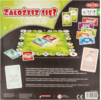 TACTIC Założysz się? ,gra towarzyska, 8+,tył