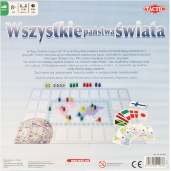 TACTIC Wszystkie Państwa Świata ,gra planszowa, 8+,tył