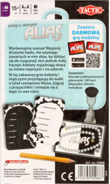 TACTIC Alias ,gra podróżna, Kobiety vs. Mężczyźni, 15+,tył
