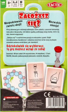 TACTIC Założysz się? ,gra podróżna, 8+,tył