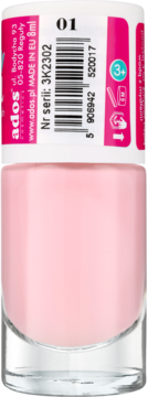 Różowy lakier do paznokci dla dzieci Aqua Girl 8ml, widok z przodu. Delikatny, w szklanej butelce.