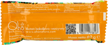 OHO IDEA NATURA ,baton bakaliowo-warzywny, Aria,tył