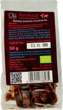 OHO IDEA NATURA ,banany suszone z truskawką,tył