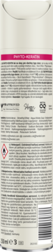 Tył opakowania lakieru Schwarzkopf Taft Phyto-Keratin. Biała puszka z różowym paskiem, polski tekst i skład.