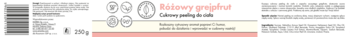 Banner reklamowy: Rozkoszny grejpfrut, cukrowy peeling do ciała. Tekst na jasnym tle z czerwonymi elementami i ikonami.