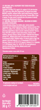 Różowe opakowanie Bob Snail Fruit Crush (30g) – tył z listą składników, tabelą odżywczą i kodem EAN.