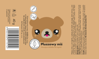 Opakowanie tabletki do kąpieli Pluszowy Miś, brązowe, z uroczym misiem i czekoladowym zapachem, widok z przodu.