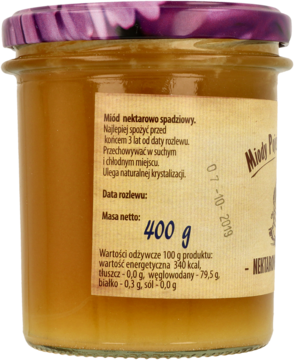 MIODY POJEZIERZA DRAWSKIEGO ,miód nektarowy Spadziowy,tył