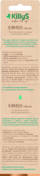Tył opakowania pędzli Killys Bamboo Collection z naturalnego papieru Kraft, opis produktów i cechy eko.