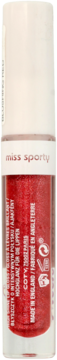 Czerwony brokatowy błyszczyk Miss Sporty Precious Shine 60 Blushing Red z białym korkiem, widok z przodu.