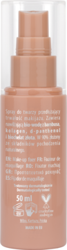 Tył beżowej butelki NAM Pro Setting Spray 50ml, z polskim opisem składników i symbolem wegan.