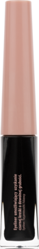 Wegański czarny eyeliner NAM Back To Black z klasycznym pędzelkiem, butelka z jasną zakrętką, pionowo.