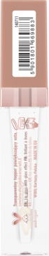 Transparentny Lip Booster NAM, błyszcząca tubka z brązową zakrętką, widoczny kod kreskowy na górze.