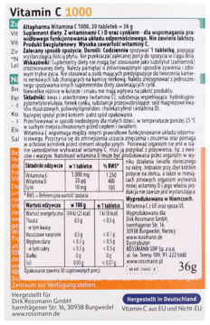 ALTAPHARMA ,tabletki, Witamina C 1000 + D3, suplement diety,tył