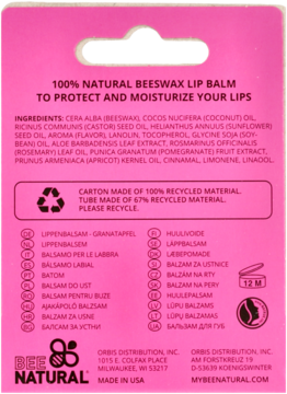 BEE NATURAL ,balsam do ust, Pomegranate,tył