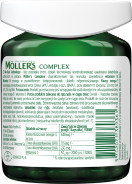 MÖLLER'S Complex ,kapsułki, Omega-3 + wit.D3 suplement diety,tył