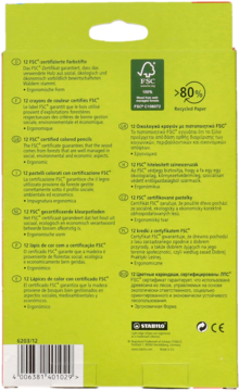 STABILO GreenTrio ,kredki ołówkowe, drewniane, ergonomiczne, 12 kolorów,tył