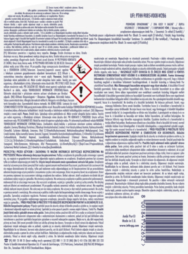 Tył opakowania wkładów Ambi Pur 3Volution Spring Awakening, tekst informacyjny, symbole ostrzegawcze.