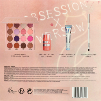 MAKEUP OBSESSION ,cienie do powiek, róż do policzków, balsam do ust, kredka do oczu,tył