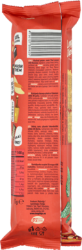 Tył czerwonego opakowania Long Chips Thai Sweet Chili z kodem kreskowym, tabelą wartości odżywczych i składem.