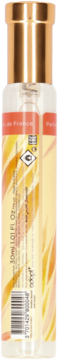 Tylny widok cylindrycznej butelki Adopt' Sunny Vibes Woda Perfumowana z żółto-pomarańczową etykietą i złotą zakrętką.