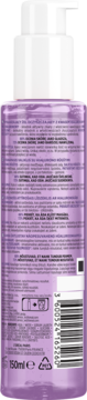 Tył fioletowej butelki żelu nawilżająco-oczyszczającego L'Oréal Revitalift, widoczny tekst, kod kreskowy, 150ml.