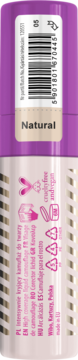 Tył wegańskiego korektora Lovely Liquid Camouflage w odcieniu Natural, fioletowo-beżowe opakowanie, ikona cruelty-free.
