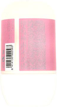 Nike Sweet Blossom dezodorant w kulce, biała butelka z różową etykietą, widok z tyłu z kodem kreskowym.