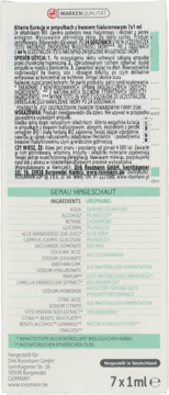 Tył opakowania Alterra Kuracja w ampułkach 7x1ml, składniki BIO, z kwasem hialuronowym, widoczna lista składników.