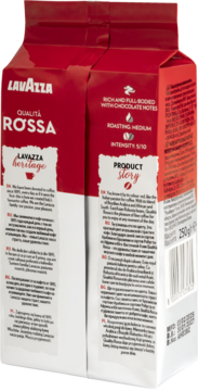 LAVAZZA Qualita Rossa ,kawa mielona, palona, mieszanka Arabica i Robusta,tył