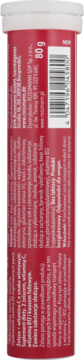Czerwona tubka Altapharma Żelazo + witaminy B2 z białą zakrętką, widok z boku z masą 80 g i kodem kreskowym.