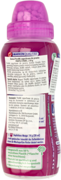 Fioletowa butelka perełek zapachowych Domol Purple Stars, tył opakowania z etykietą i informacjami.