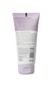 Biała tubka kremu do stóp Vegan Urea 25% Oil Complex 100ml, tył z fioletową nakrętką, opisem i barcode.