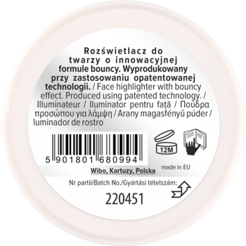 LOVELY Bouncy Silver,rozświetlacz do twarzy, innowacyjna formuła,tył
