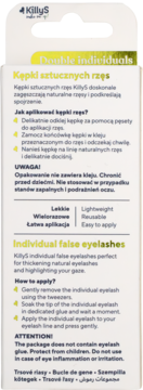 Biało-żółte opakowanie KillyS Double Individuals kępek rzęs, z przodu szczegóły produktu i instrukcje PL/ENG.