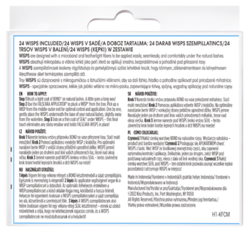 Białe opakowanie Kiss Falscara Eyelash kępki rzęs (24 sztuki), tył z instrukcjami użycia i srebrnym wieszakiem.