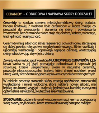 Widok tekstu o kremie przeciwzmarszczkowym z multikompleksem ceramidów 1,3,6 dla cery dojrzałej 70+.