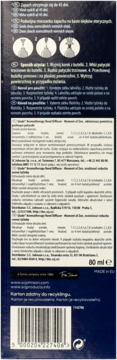 Tył ciemnoniebieskiego opakowania Glade Aromatherapy Moment of Zen z instrukcją użycia i kodem kreskowym.