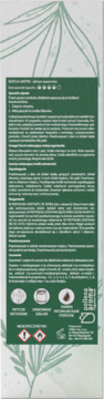 Tył zielonego opakowania patyczków zapachowych Bazylia i Limetka, z białymi napisami, ikonami i ostrzeżeniami.