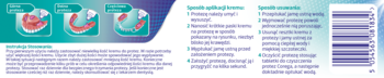 Tył opakowania kremu Corega Super Mocny Neutralny Smak, z diagramami użycia i opisem.
