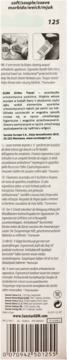 Tył opakowania składanej szczoteczki GUM ORTHO z instrukcjami w wielu językach i kodem kreskowym.
