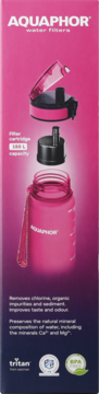 AQUAPHOR City ,butelka filtrująca do wody kranowej, 0,5l, różowa,,tył